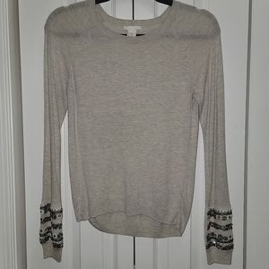 Embellished long sleeve sweater